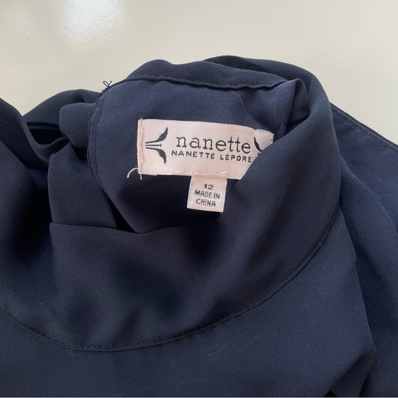 Nanette Nanette Lepore Navy Blue Sleeveless Drop Waist Pleated Dress Size 12 - Picture 4 of 12